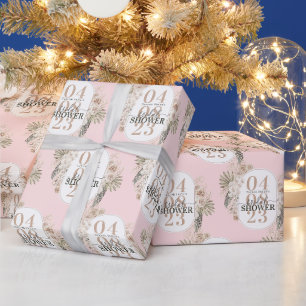 Papel De Regalo Moderno Marco Floral Ducha De Novias Con Nombre Y