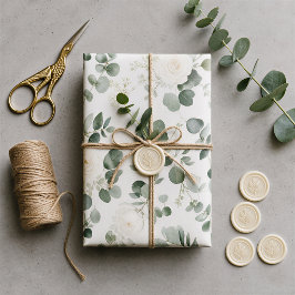 Papel De Regalo Moderno Minimalista Floral Eucalipto Verde Salvia