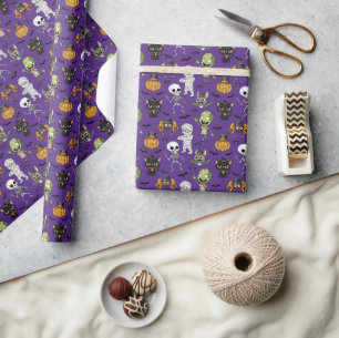 Papel De Regalo Moderno modelo de Personalizado de Halloween púrpu