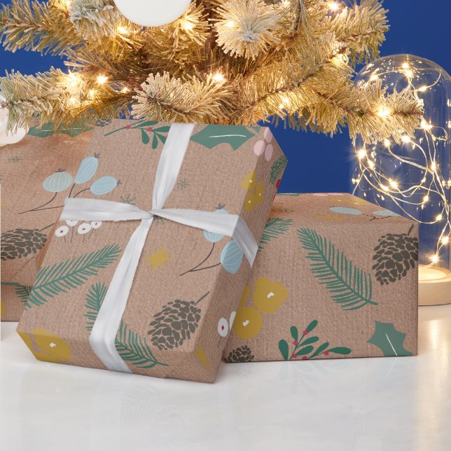 Papel De Regalo Moderno Navidades de gran tamaño Kraft (Vacaciones)
