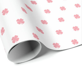 Papel De Regalo Moderno Patrón de Trébol de la Suerte Rosa Festivo