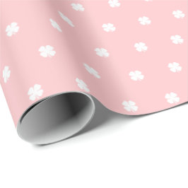Papel De Regalo Moderno Patrón de Trébol de la Suerte Rosa Festivo