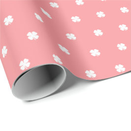 Papel De Regalo Moderno Patrón de Trébol de la Suerte Rosa Festivo