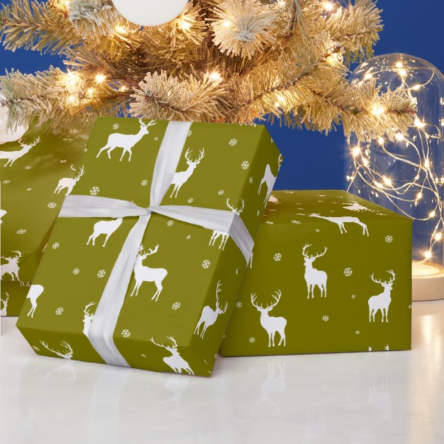 Papel De Regalo Moderno Patrón de vacaciones ecológicas de reno de (Vacaciones)