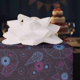 Papel De Regalo Moderno patrón floral Minimalista azul y morado