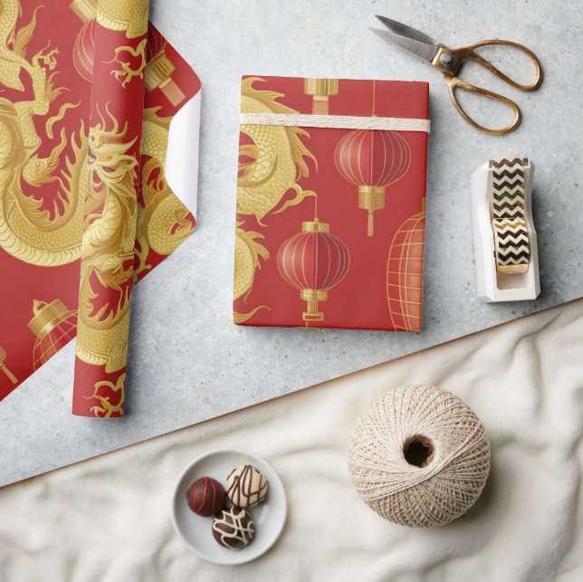 Papel De Regalo Moderno patrón lunar del año nuevo moderno asiátic (Artesanía)