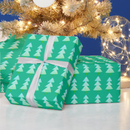Papel De Regalo Moderno Resumen Invierno Árbol de Navidad Turquesa