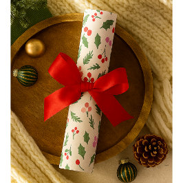 Papel De Regalo Moderno Rojo y Verde Navidades Patrón Floral Falal