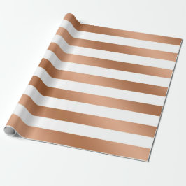 Papel De Regalo Moderno Rosa de Relieve metalizado dorado Stripes 