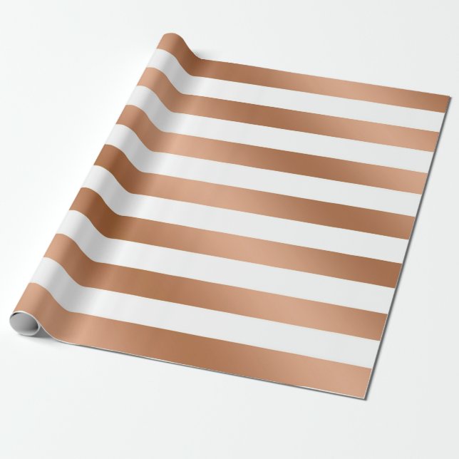 Papel De Regalo Moderno Rosa de Relieve metalizado dorado Stripes  (Desenrollado)