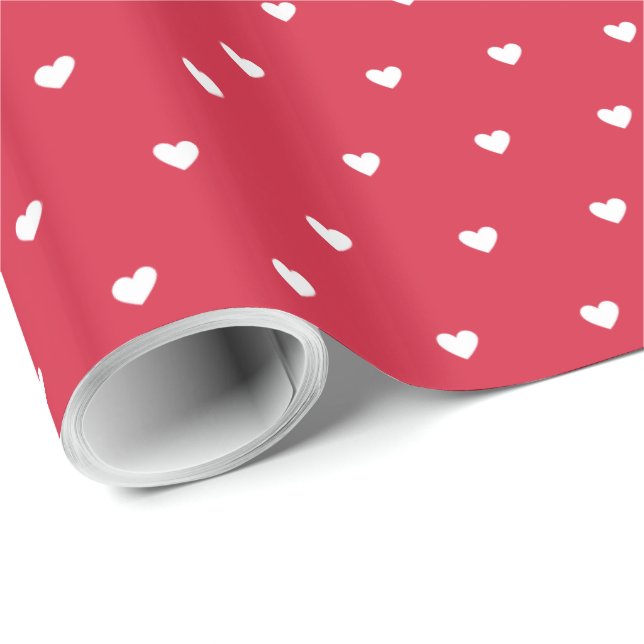 Papel De Regalo Moderno San Valentín Blanco Blanco Corazón pequeño (Esquina del rollo)