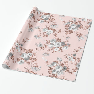 Papel De Regalo Moderno se ruboriza el purpurina rosado del oro