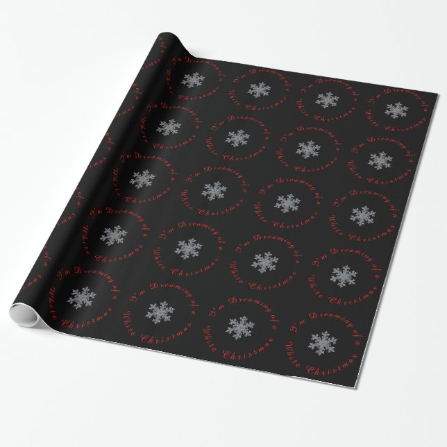 Papel De Regalo Moderno Snowflake Estoy soñando con un navidad bla (Desenrollado)