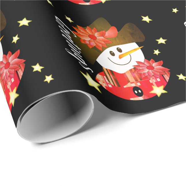 Papel De Regalo Moderno Snowman diseñado (Esquina del rollo)