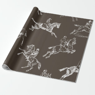 Papel De Regalo Moderno Taupe Taupe White Horseback Riding Toile