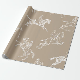 Papel De Regalo Moderno Taupe Taupe White Horseback Riding Toile