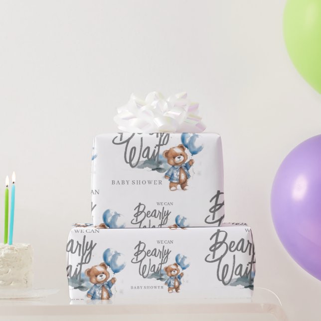 Papel De Regalo Moderno Teddy Bear Baby Boy Shower (Regalos de fiesta)