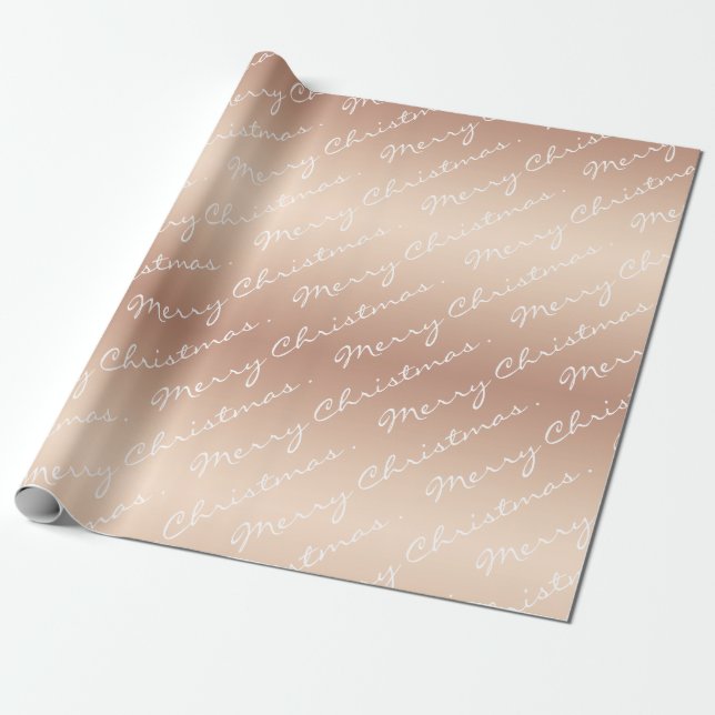Papel De Regalo Moderno y elegante escritura navideña Rosa oro (Desenrollado)