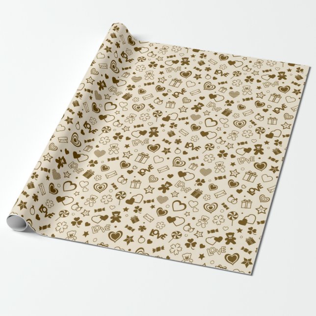 Papel De Regalo Moderno y lujoso Corazón de Oro (Desenrollado)