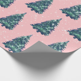 Papel De Regalo Moderno y simple nevado Árboles de Navidad verdes 