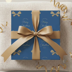 Papel De Regalo Modernos arcos Navidades de nombre familiar azul y