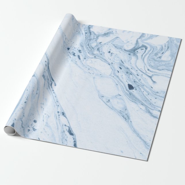 Papel De Regalo Modernos Baños de Mármol Blanco y Azul-Gris (Desenrollado)