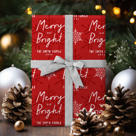 Papel De Regalo Modernos copos de nieve con escritura Merry & Brig