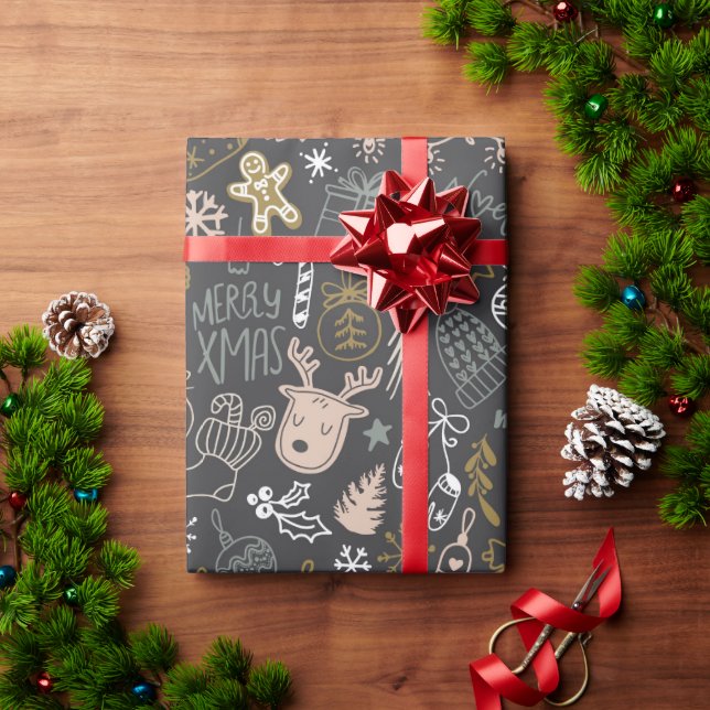 Papel De Regalo Modernos Navidades merry (Regalo de vacaciones)
