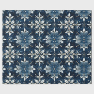 Papel De Regalo Modernos y elegantes copos de nieve con manchas az