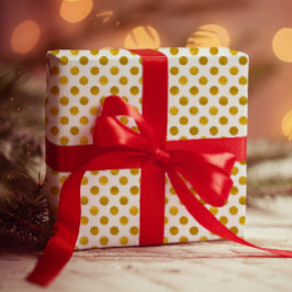 Papel De Regalo Modernos y elegantes puntos de Polka Blanco Oro