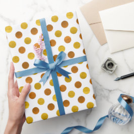 Papel De Regalo Modernos y elegantes puntos de Polka Blanco Oro