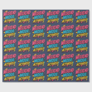 Papel De Regalo Modo Fin de Semana Activado Tipografía Retro de lo