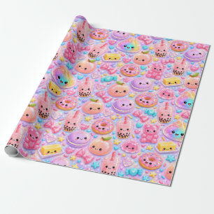 Papel De Regalo Mollejas de purpurina de arcoíris Lindos Squishies