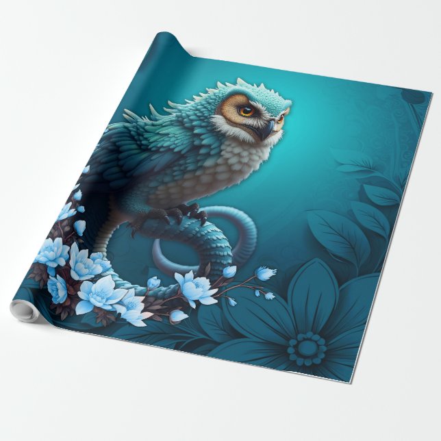 Papel De Regalo Momento de la sabiduría, la lechuza mágica, majest (Desenrollado)