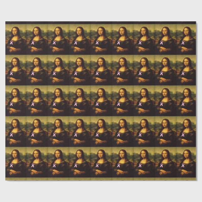 Papel De Regalo Mona Lisa Con Cinta Rosa (Superficie plana)