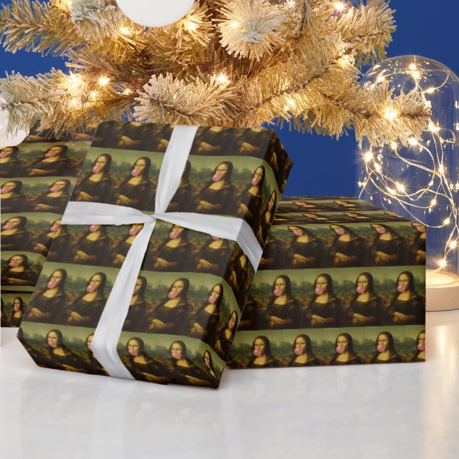 Papel De Regalo Mona Lisa Soplando Goma Rosa (Vacaciones)