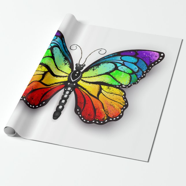 Papel De Regalo Monarca de mariposa arcoiris (Desenrollado)