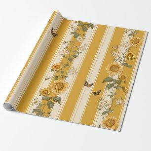 Papel De Regalo Monarca Mariposa Girasol Dorado País