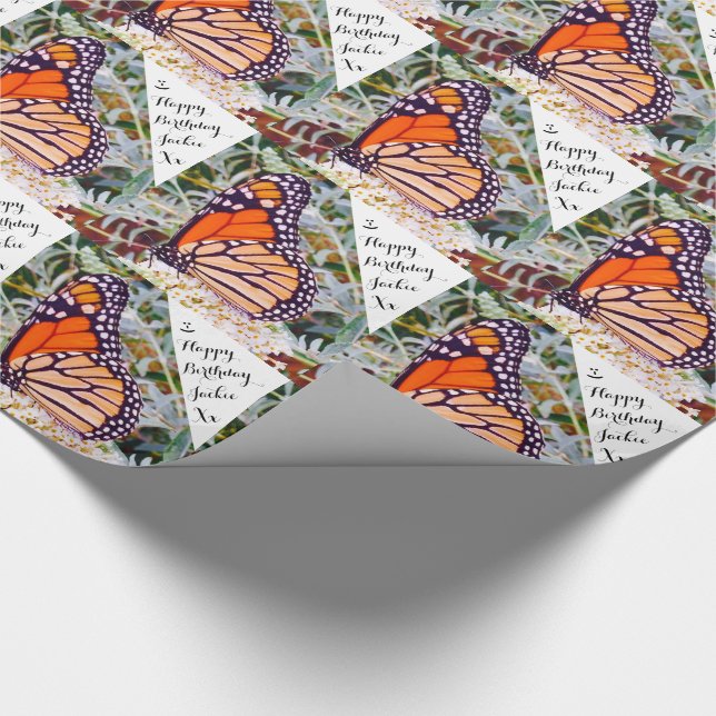 Papel De Regalo Monarch Butterfly Happy Birday Jackie (Esquina)