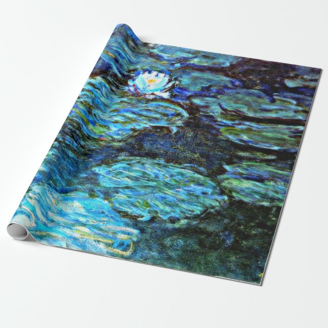 Papel De Regalo Monet - Lilies de agua (azul) (Desenrollado)
