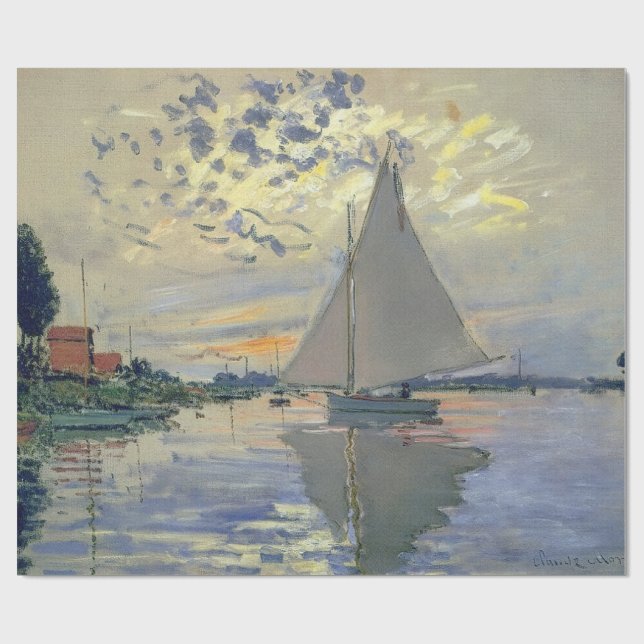 Papel De Regalo Monet Sailboat French Impressionism Classic Art (Superficie plana)