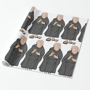 Papel De Regalo Monje sosteniendo cruz en hábito religioso medieva