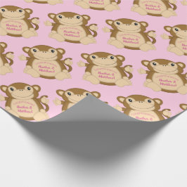 Papel De Regalo Monkey Baby Shower Pink