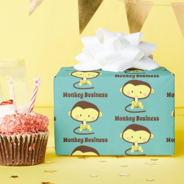 Papel De Regalo Monkey Business Funny Personalizado Monkey Design (Fiesta de cumpleaños )