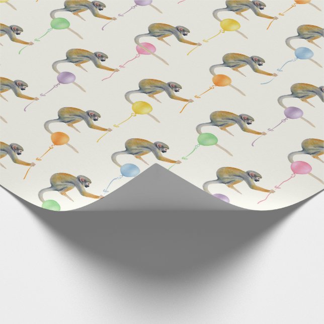 Papel De Regalo Monkey mixed Balloon Birthday party wrapping paper (Esquina)