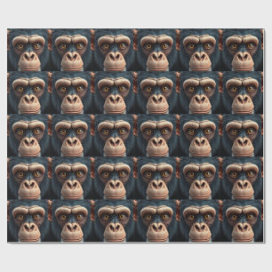Papel De Regalo Mono Chimpancé Loco Divertido 