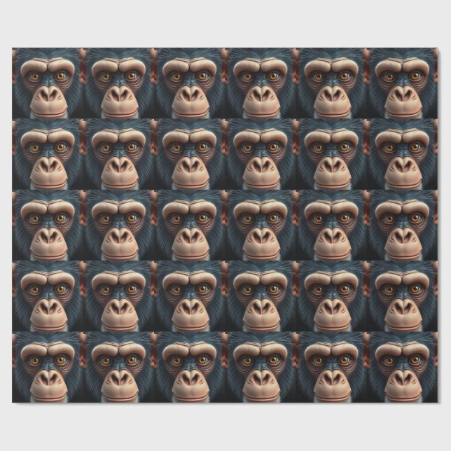 Papel De Regalo Mono Chimpancé Loco Divertido  (Superficie plana)