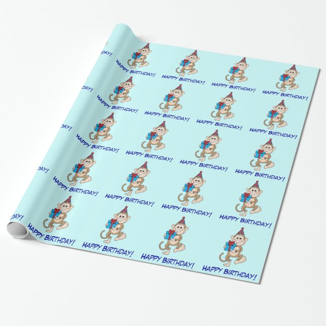 Papel De Regalo ¡Mono con el actual feliz cumpleaños! (Desenrollado)