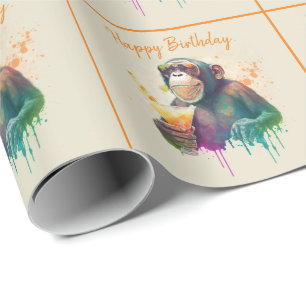 Papel De Regalo Mono de color de agua de las vibraciones de verano