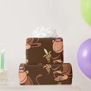 Papel De Regalo Mono de dibujos animados lindo con plátano animal 